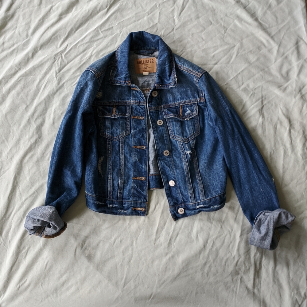 Hollister Cropped Distressed Jean Jacket